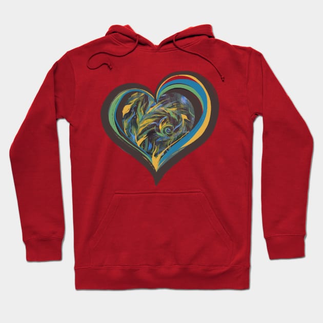 Color Swirl Heart Love Hoodie by bubbsnugg